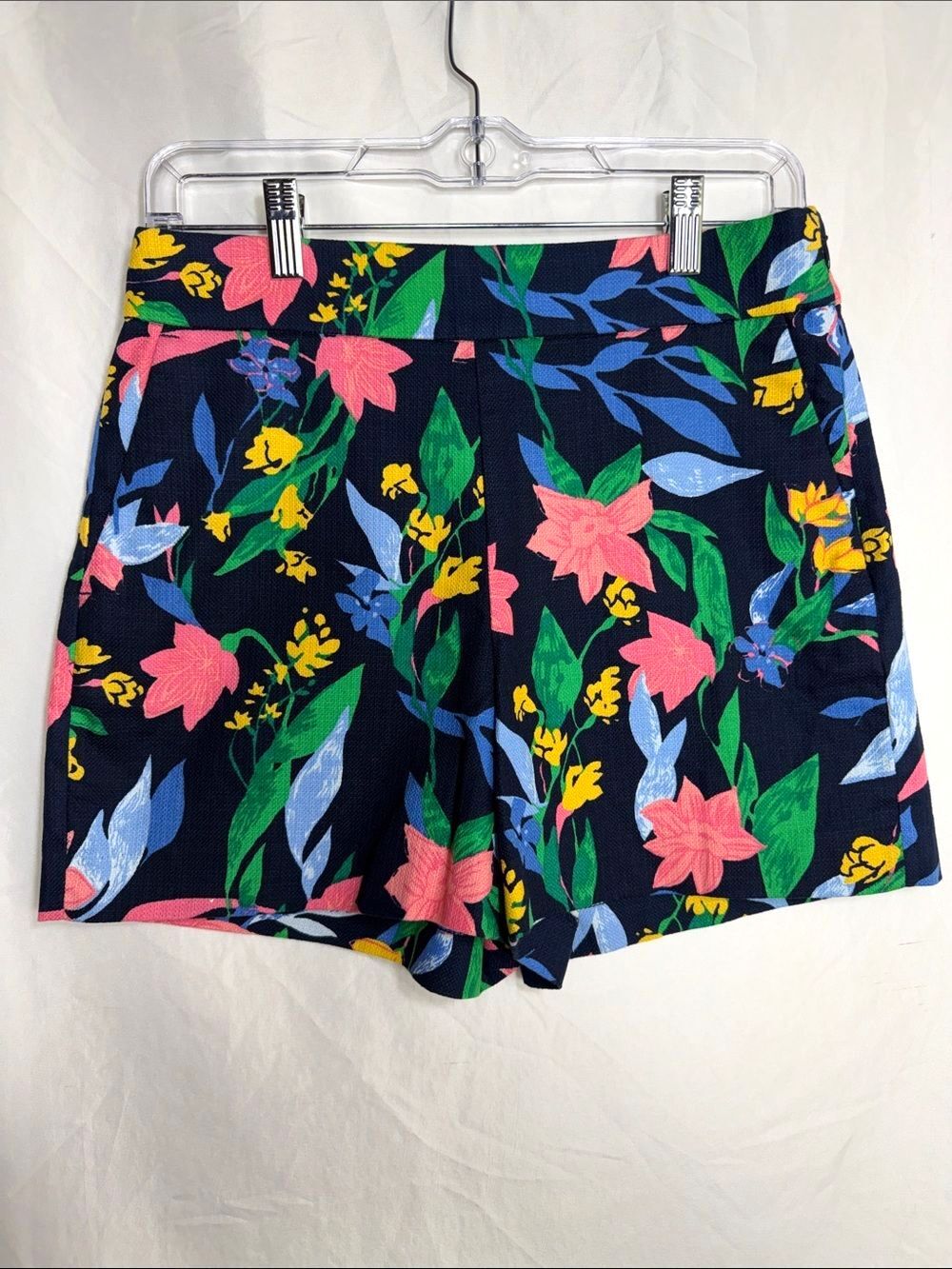 J.Crew Floral Basketweave Shorts High Rise Side Zip Preppy Size 4
